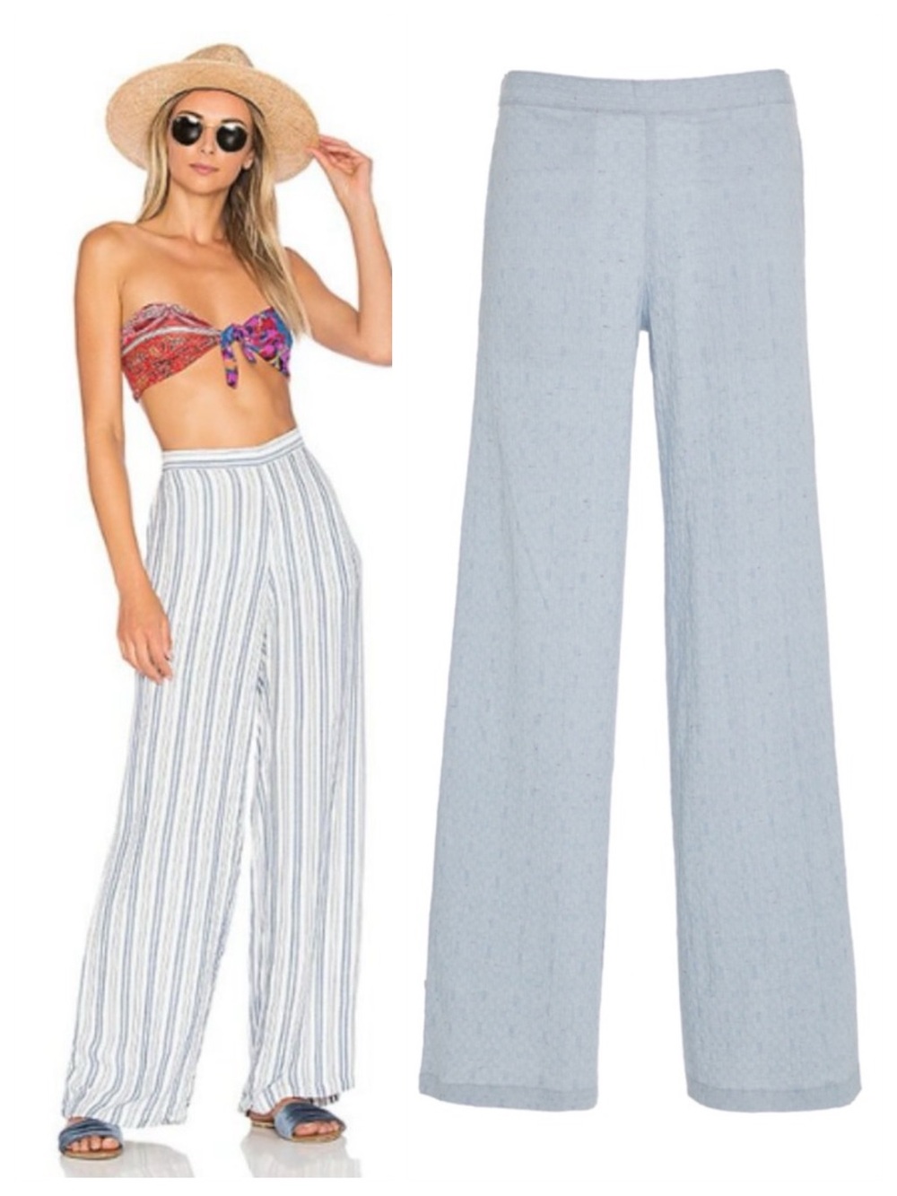 Onia Mila Pull On Wide Leg Resort Pant Sailing Blue Textured Woven Vacation Sk14